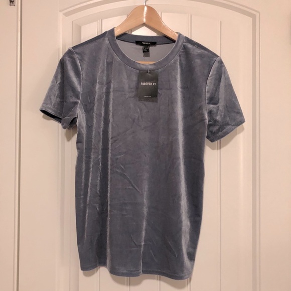 Forever 21 Tops - F21 Dusty Blue Velvet Top M